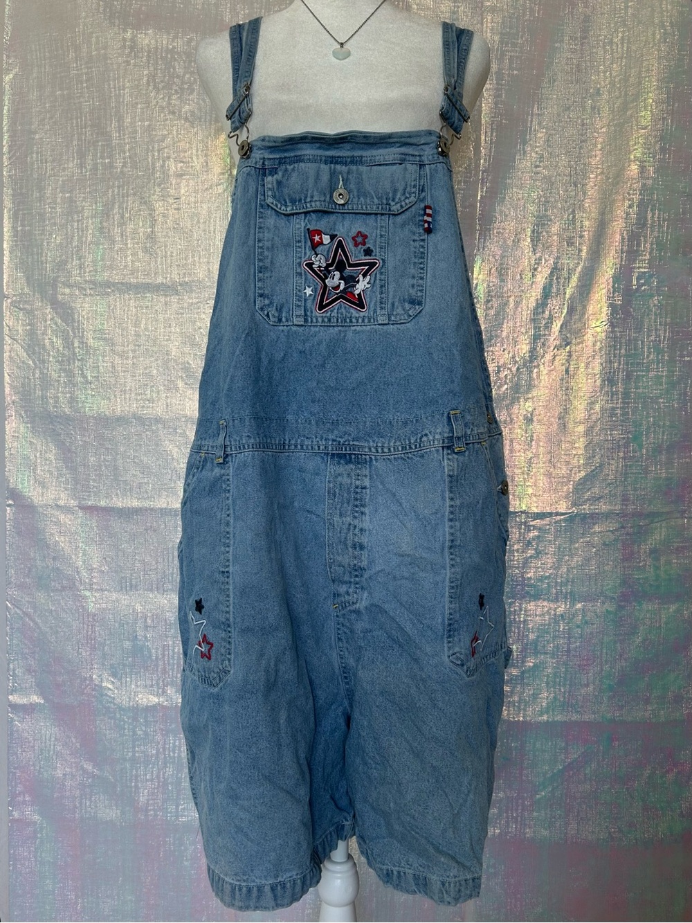 Disney Light Blue Denim Women’s Overalls with Star Patch